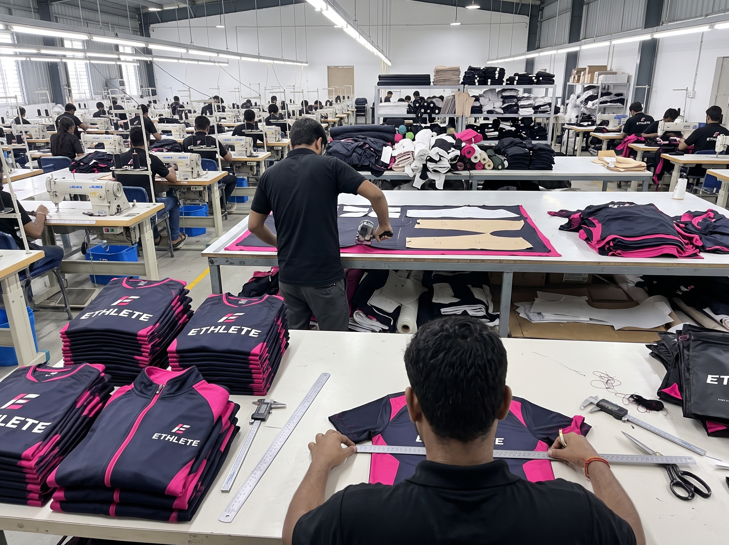 Garment steam-press folding and express packaging dispatch